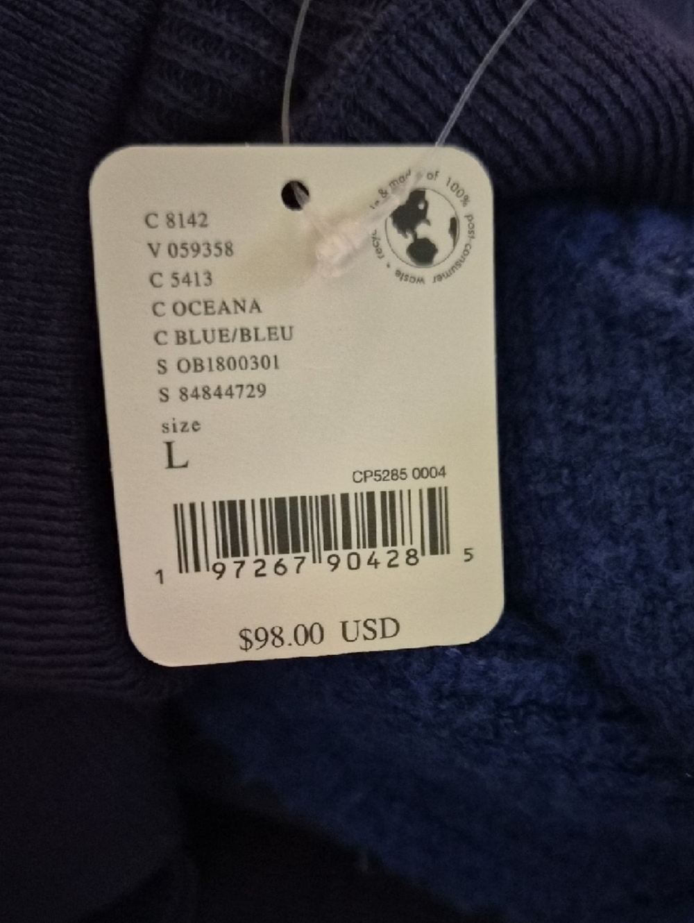 Free People Oversized Relaxed Crewneck Sweater in Navy Blue #0126 - Picture 9 of 9